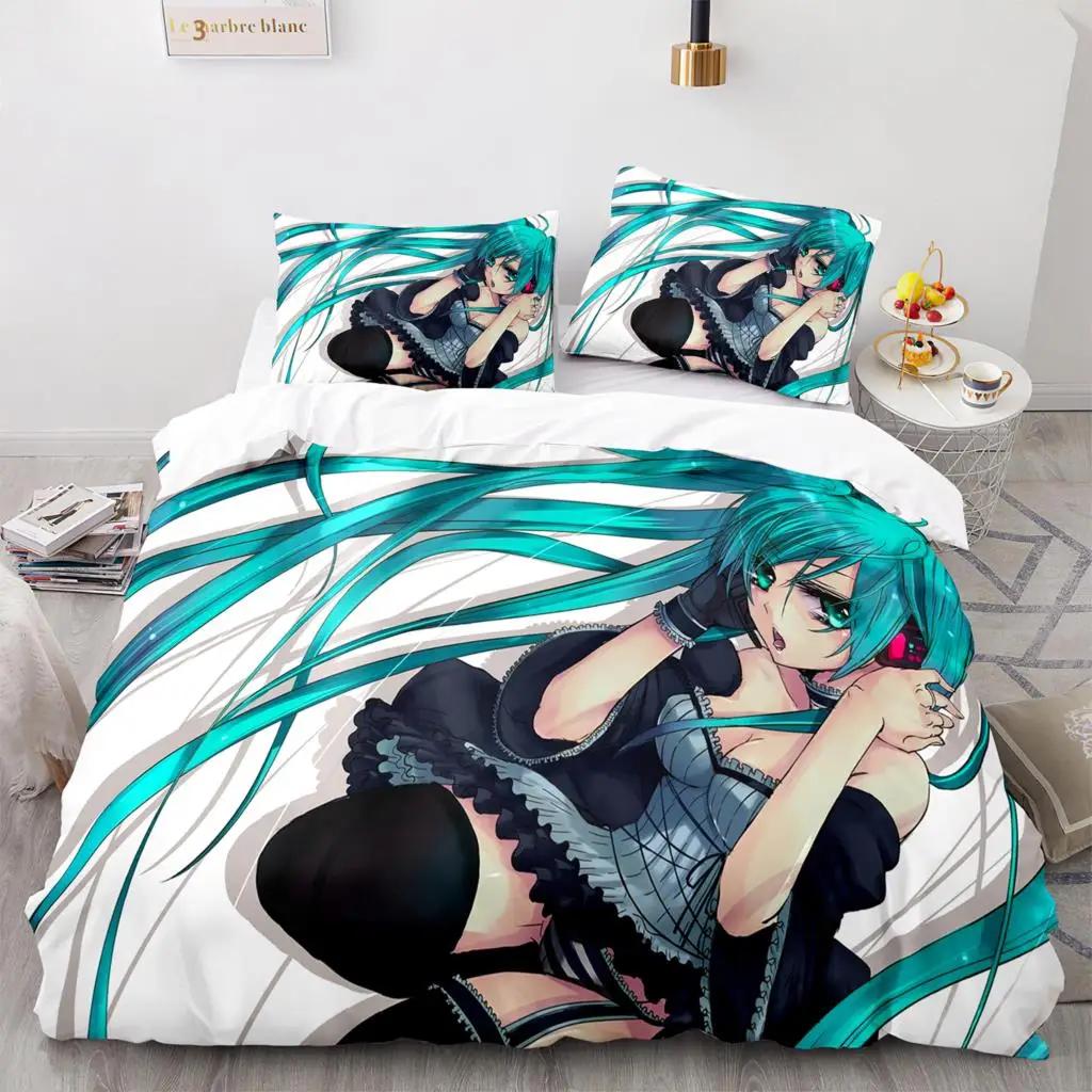 3D H-Hatsune M-Miku Bedding Set Single/Twin/Full/Queen/King Size Duvet Cover Set Aldult Kid Bedroom Decor Japan'S Music
