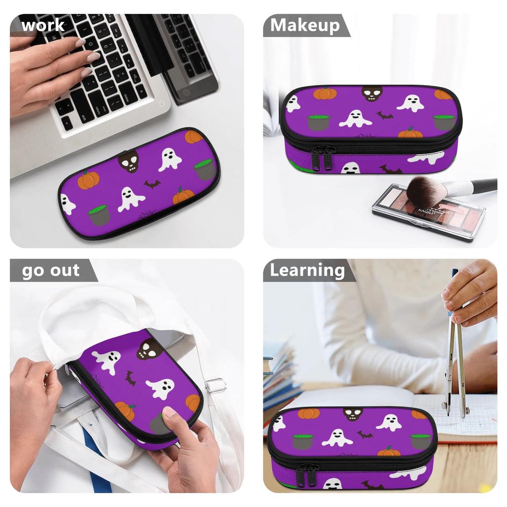 Stationery Pencil Case Large Capacity 300D Polyester Zipper Closure with Mesh Pocket Removable Divider and Pen Slots for Students