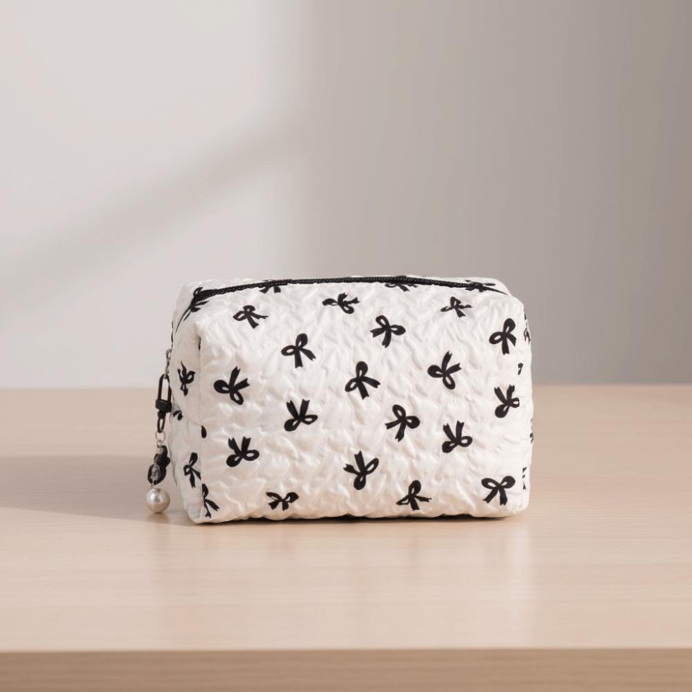 Fashion Bowknot Print Bow Makeup Bag Large Capacity Storage Pouch Coin Purse Skincare Bag Toiletry Storage