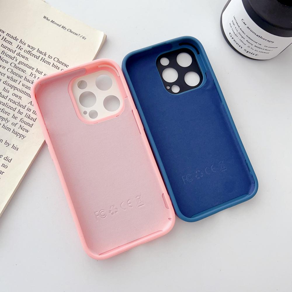 Camera Larger Window Display Phone Case For Iphone 14 12 13 Pro Max 11 14 Plus Silky Silicone Hit Color Microfiber Lining Cover