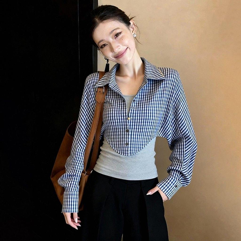Spring Luxury Two-Piece Plaid Shirt – Stylish, Age-Reducing & Beautiful