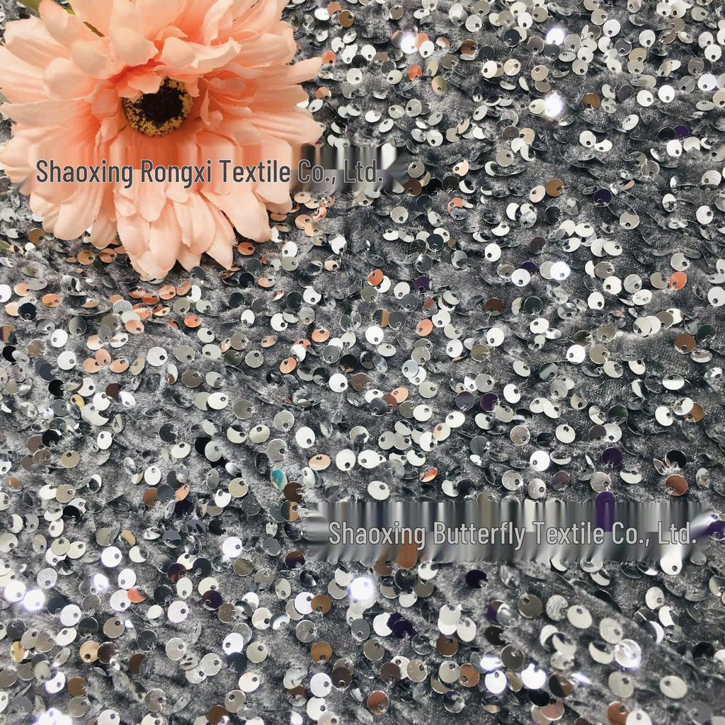 „50-kolorowa 5-milimetrowa flanelowa tkanina z cekinami: Elastyczna, haftowana na odzież damską i obuwie"