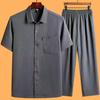 Short-Sleeve Cotton & Linen Lapel Shirts for Middle-Aged Men