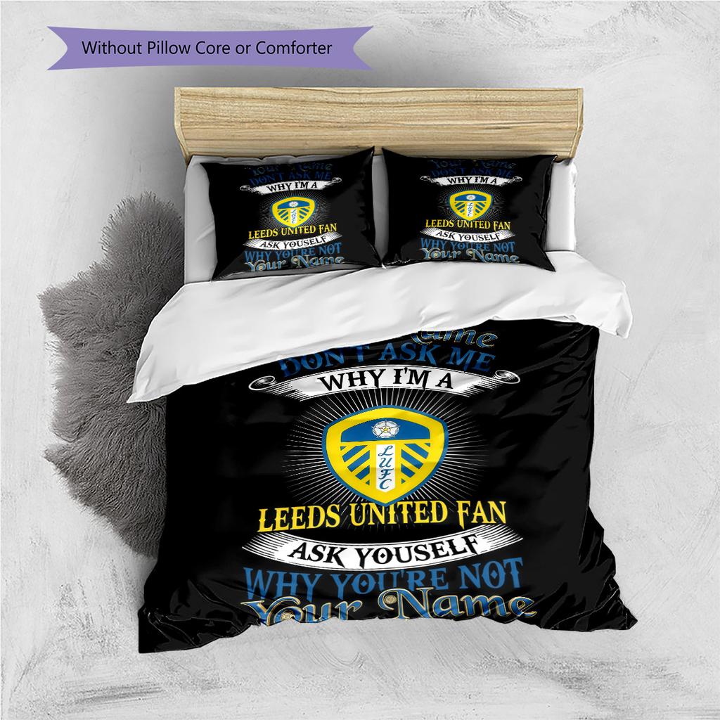 Custom Name Leeds Fan Pride Bedding,Quilt Set Quilt Cover Pillowcase Home Birthday Gift (1 * duvet cover + 2 * pillowcase, without core)