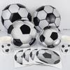 Soccer Theme Disposable Tableware Set Paper Plates Cups Napkins Tablecloth Boys Sports Football Birthday Party Decor Supplies