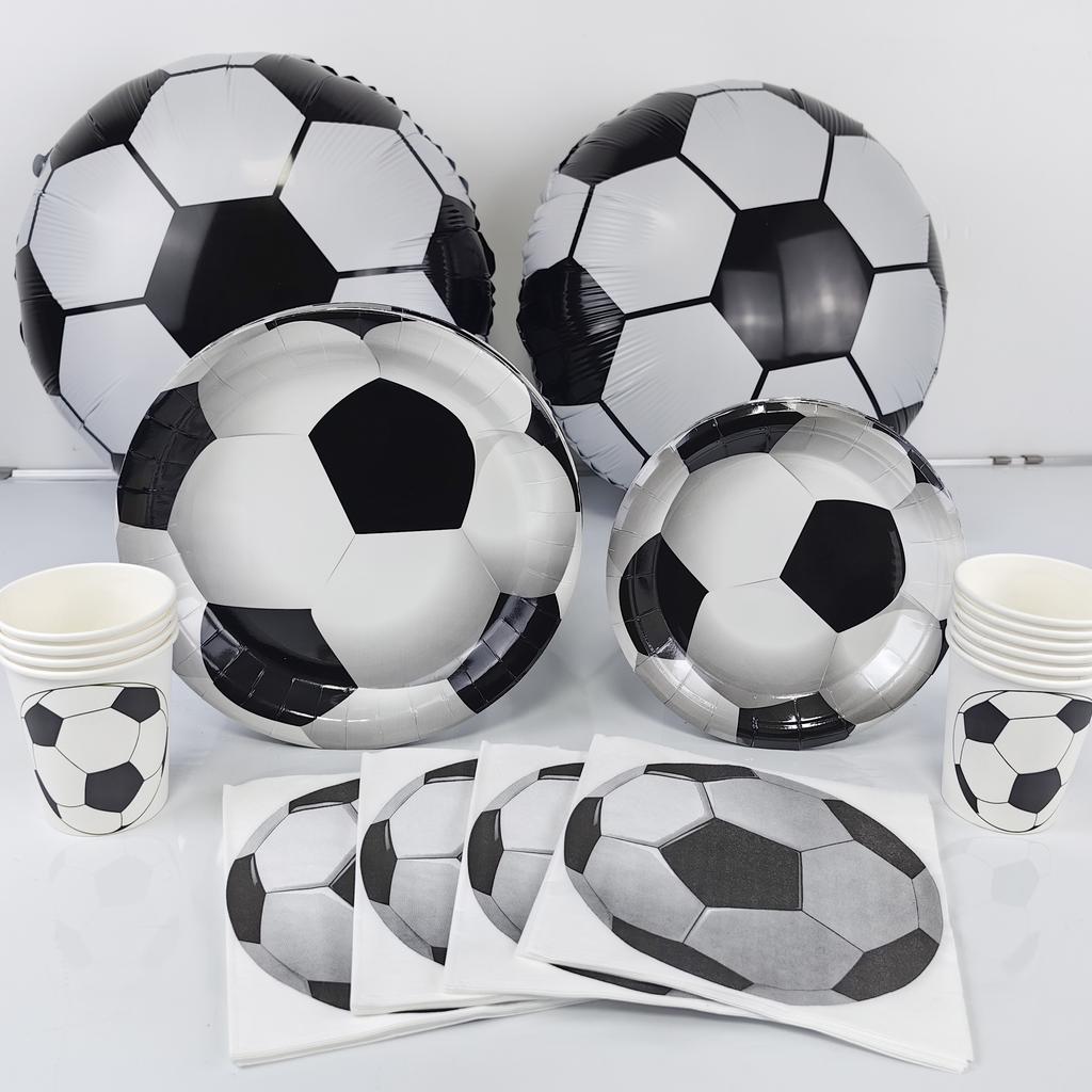 Soccer Theme Disposable Tableware Set Paper Plates Cups Napkins Tablecloth Boys Sports Football Birthday Party Decor Supplies