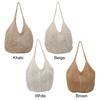 Women Knitting Shoulder Bag Large Capacity Hollow Woven Underarm Bag Solid Color Hand Knitted Tote Handbag Summer Mesh Beach Bag