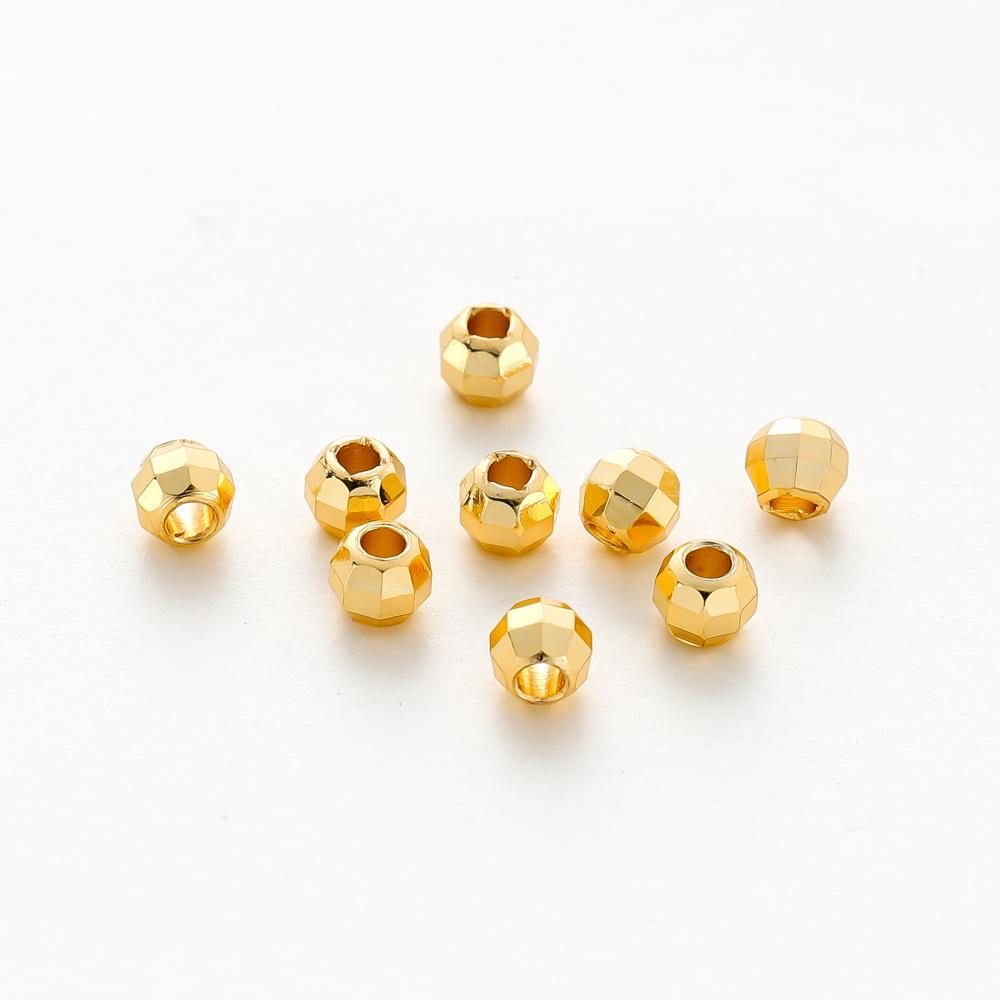 50/100pcs 14K 18K Gold Color Plated Brass Hole 2 3 4mm Round Beads Spacer Beads Bracelet Diy Jewelry Accessories