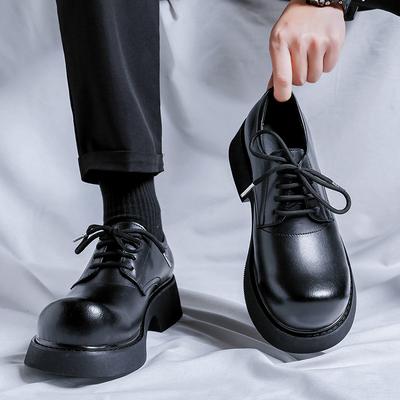 Derby Schuhe Herren Plateau Erhöhung Paris Casual Big Head Lederschuhe Retro High Street Ins Retro Kleine Lederschuhe 3233-R