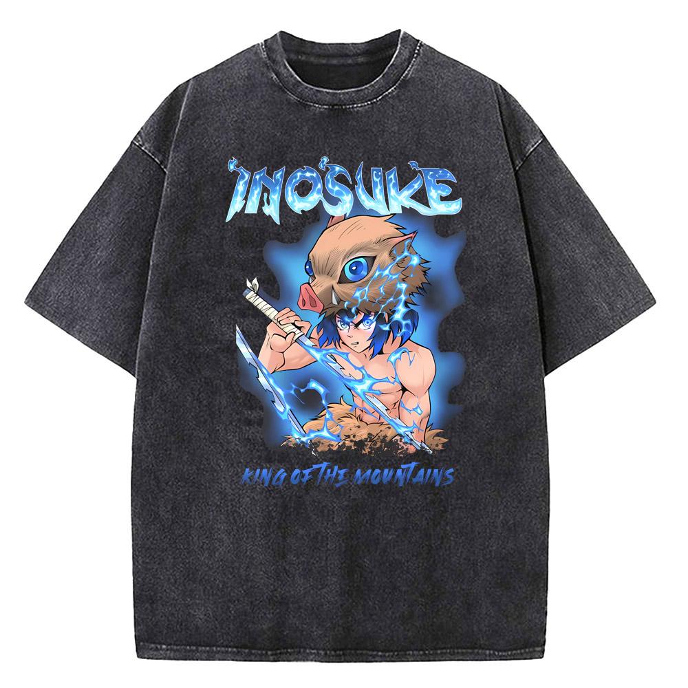 Anime Movie Demon Slayer Unlimited Castle Washed T-shirt Printed T-shirt Fashion Anime Enthusiast Short Sleeve