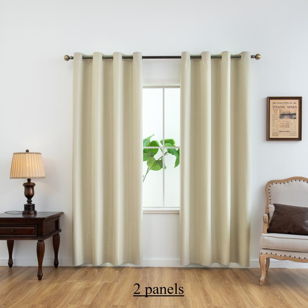 2pcs 100% Solid Blackout Curtains - Perfect for Bedroom and Living Room - UV Protection, Easy Sliding, and Stylish Design