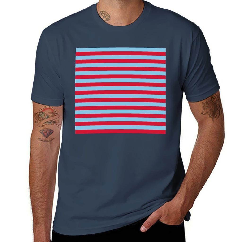 Graphic T-shirt Shirt BABY and STRIPES Black Cotton Man Horizontal RED T BLUE T-Shirt Man Package Plain for Small