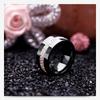 Stylish Ceramic Black and White Two-Row Diamond Ring, 10MM