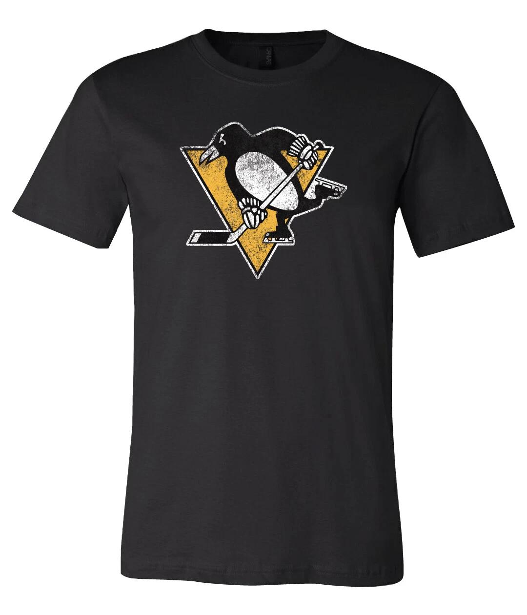Футболка с состаренным логотипом Pittsburgh Penguins S-6XL Отслеживание!! S