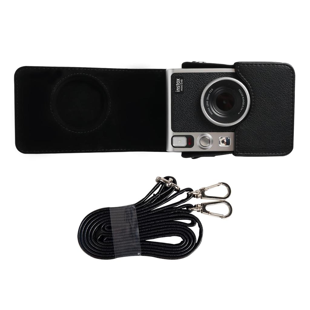Khanka Black Leather Case Compatible Fujifilm Instax Evo Hybrid Instant Camera Instax Mini Evo INS MINI