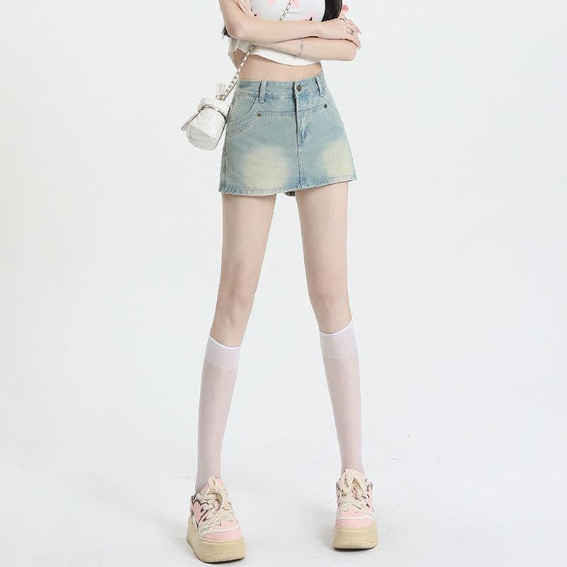 Unique Classic Versatile Youthful Skirt Pants Day High Waist Bustier Skirt Versatile A-line Package Hip Skirt Ladies Summer Fashion Denim Short Skirt