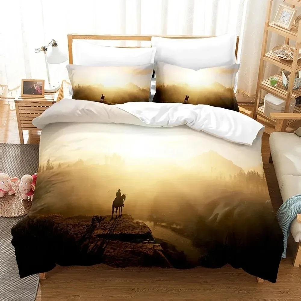 Game Bedding Set Red Dead Redemption 3d Print Bed Linen Quilt Duvet Cover Set Home Textile Queen King Size Kids Room Decor