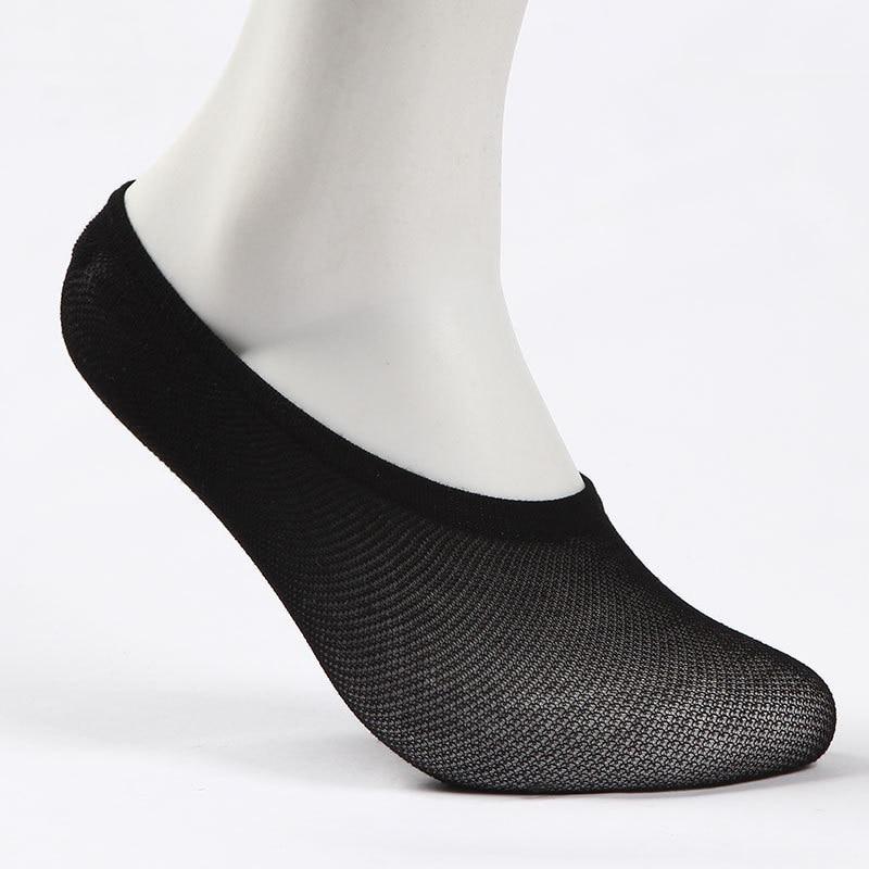 

Мужские силиконовые нескользящие невидимые спортивные сетчатые хлопковые носки-лодочки One Size чёрный