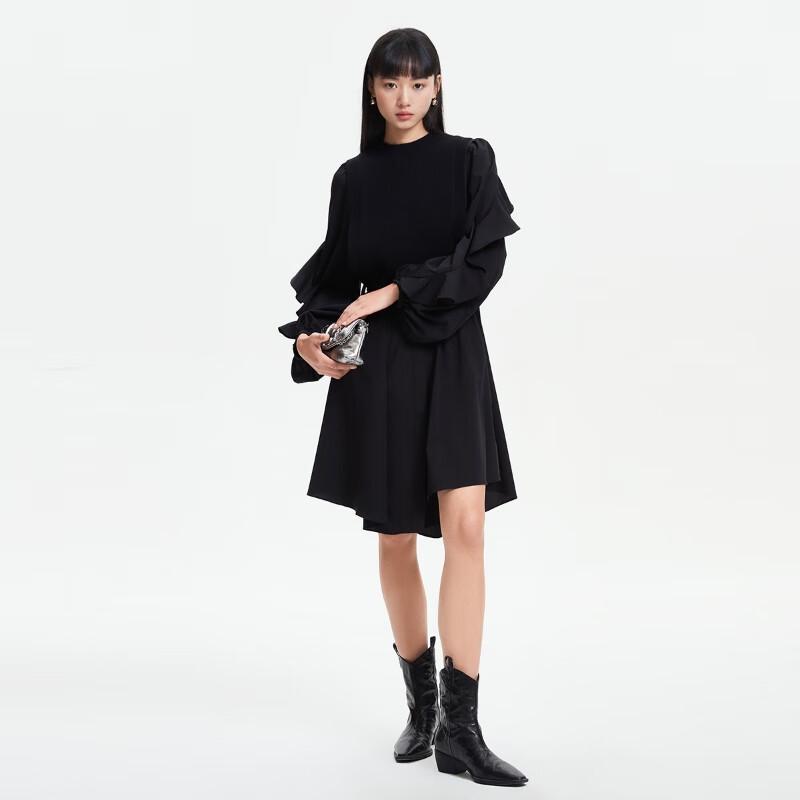 VEROMODA Black Detachable Vest Long Sleeve Midi Dress
