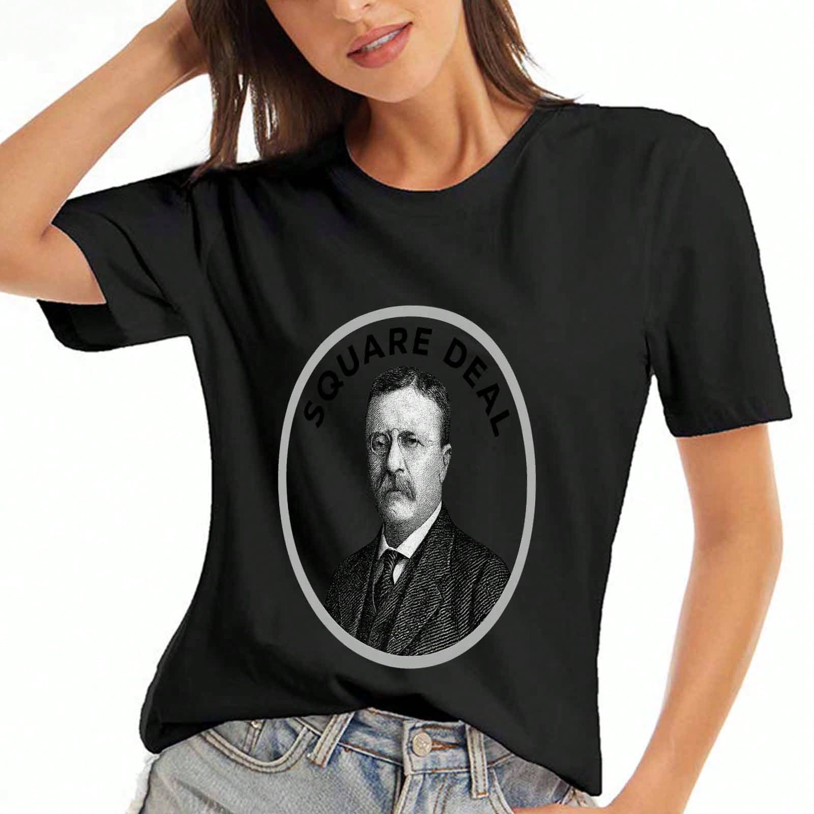 Theodore Portrait Cotton T Shirt, Premium Cotton Print, Durable, Casual Fashion. Vintage Theodore Roosevelt Graphic Tee, Perfect For History Buffs An S разноцветный