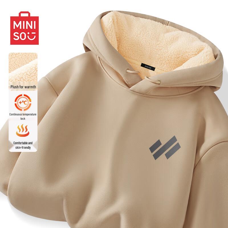 MINISO Men's Lamb Fleece Hooded Pullover Sweatshirt