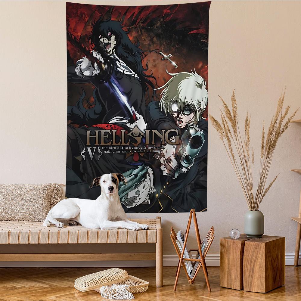 Hellsing Game Anime Tapestry Hippie Flower Wall Carpets Dorm Decor Wall Hanging Home Decor