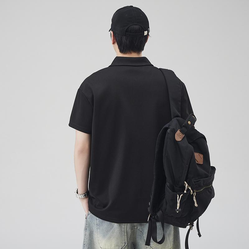 Herren Sommer Kurzarm T-Shirt, Business Unifarben Lässig Vielseitige Kleidung, Kragen Lässig Kragen Locker T-Shirt