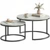 Set aus zwei stapelbaren Tischen im Marmor-Look - Grau