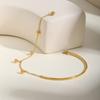 Minimalist Ball Semi-circle Bracelet for Women,Flat Cross Chain Stainless Steel Bracelets,Waterproof Jewelry Gift