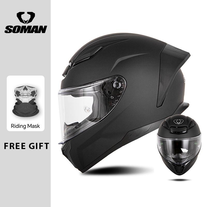 Men Women Full Face Helmet Cascos Para Motos DOT Approved SOMAN Motorcycle Helmets Retro Vintage Full Face Helm