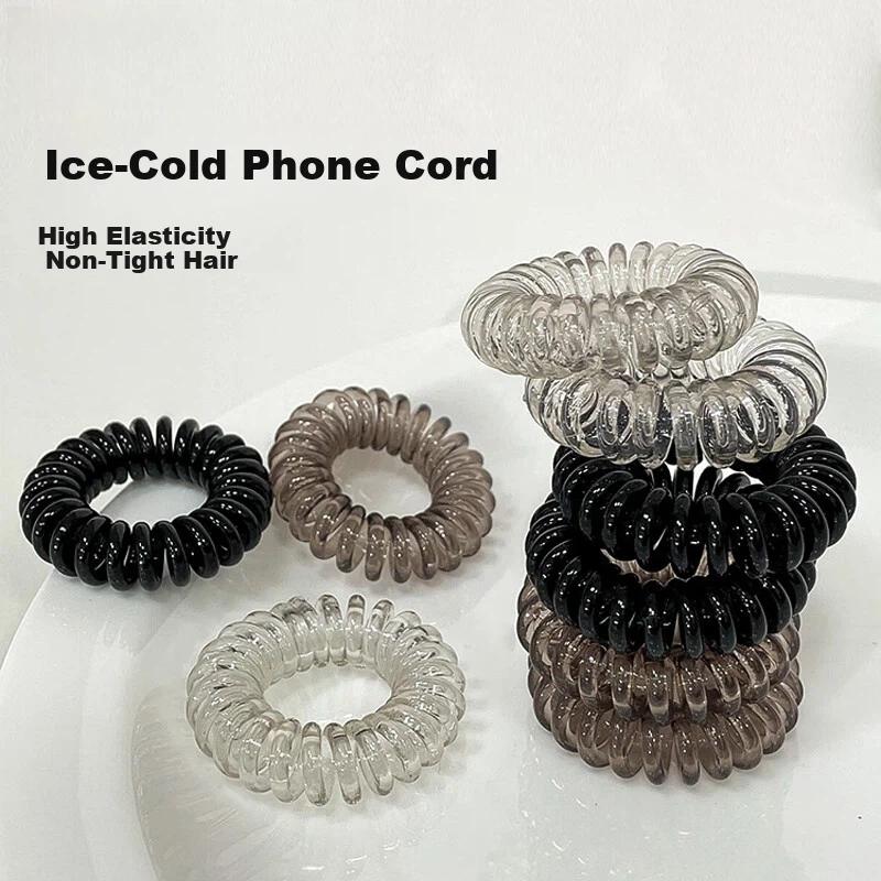 9-Piece Hair Ties, High-Elasticity, Transparent Telephone Line Design, Hair Bands for Ponytail