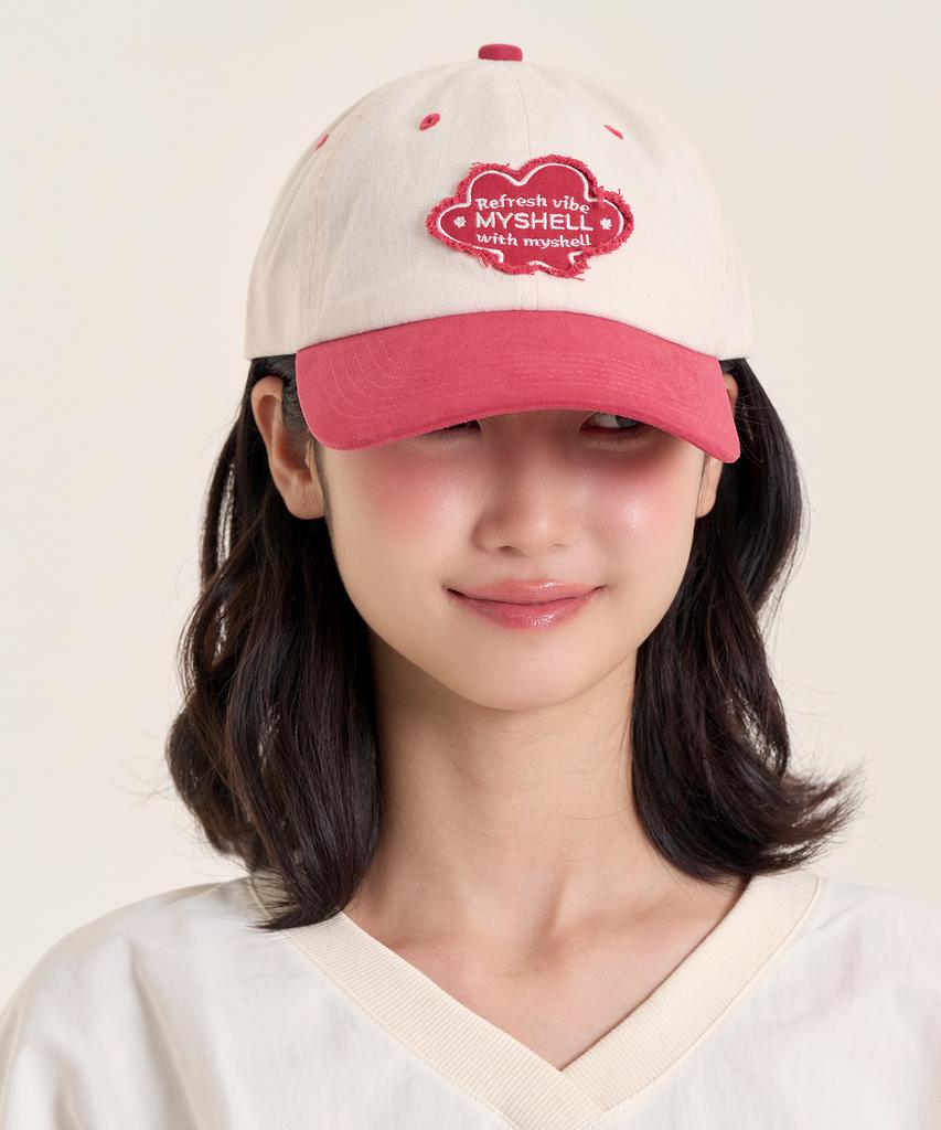 MYSHELL Applique Two-Tone Peach Ball Cap_20212Cp