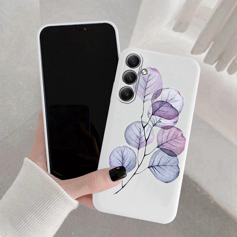 

Мягкий силиконовый чехол с цветочным узором для Xiaomi Redmi Note 13 Pro Samsung A55 A35 M35 iPhone 15 Huawei Honor Realme Camera Защитный противоударный чехол Samsung Galaxy A52 4G белый