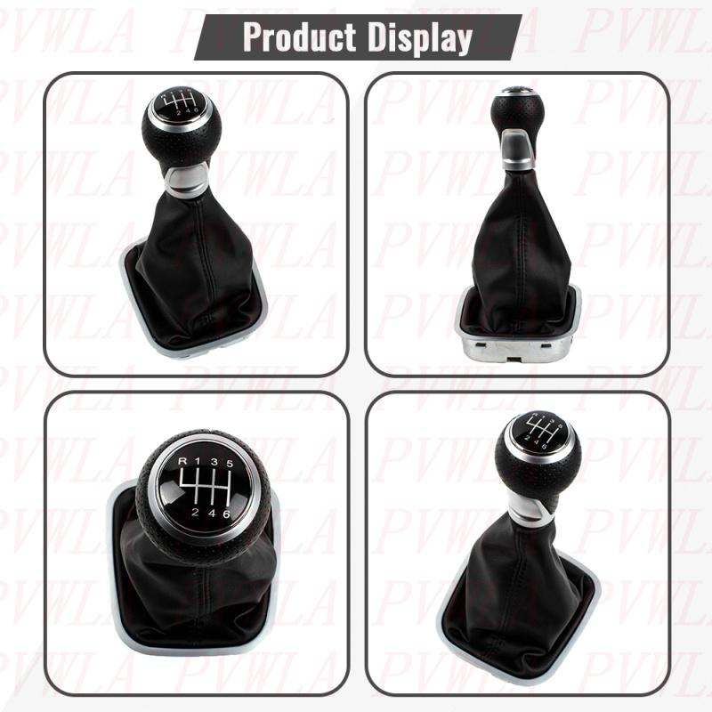 For VW Polo 6R 6C Sedan Hatchback 2011 2012 2013 2014 2015 2016 2017 6 Speed Gear Stick Shift Knob+ Black Line PU Leather Boot