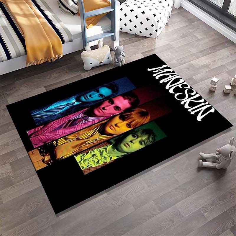 Colorful Portrait Design with Bold Letters Non-slip Rug Suitable for Living Room and Bedroom Sofas