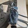 Stylish Denim Handbag Mini Backpack with Detachable Strap and Front Pockets for Casual Wear