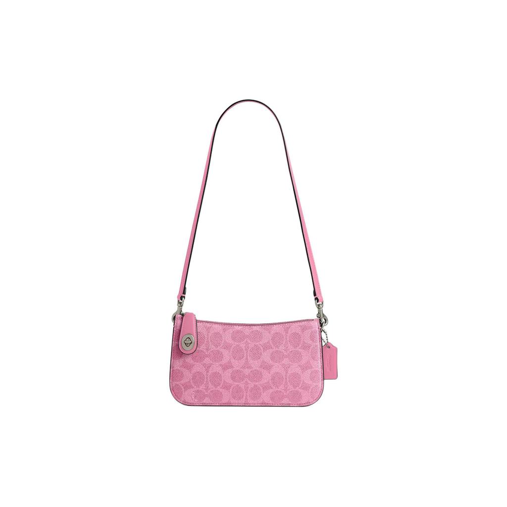 COACH Penn Coated Canvas With Refined Calfskin Crossbody Bag, Shoulder Bag Small Women's Silver & Bright Pink CM568-LHWPU