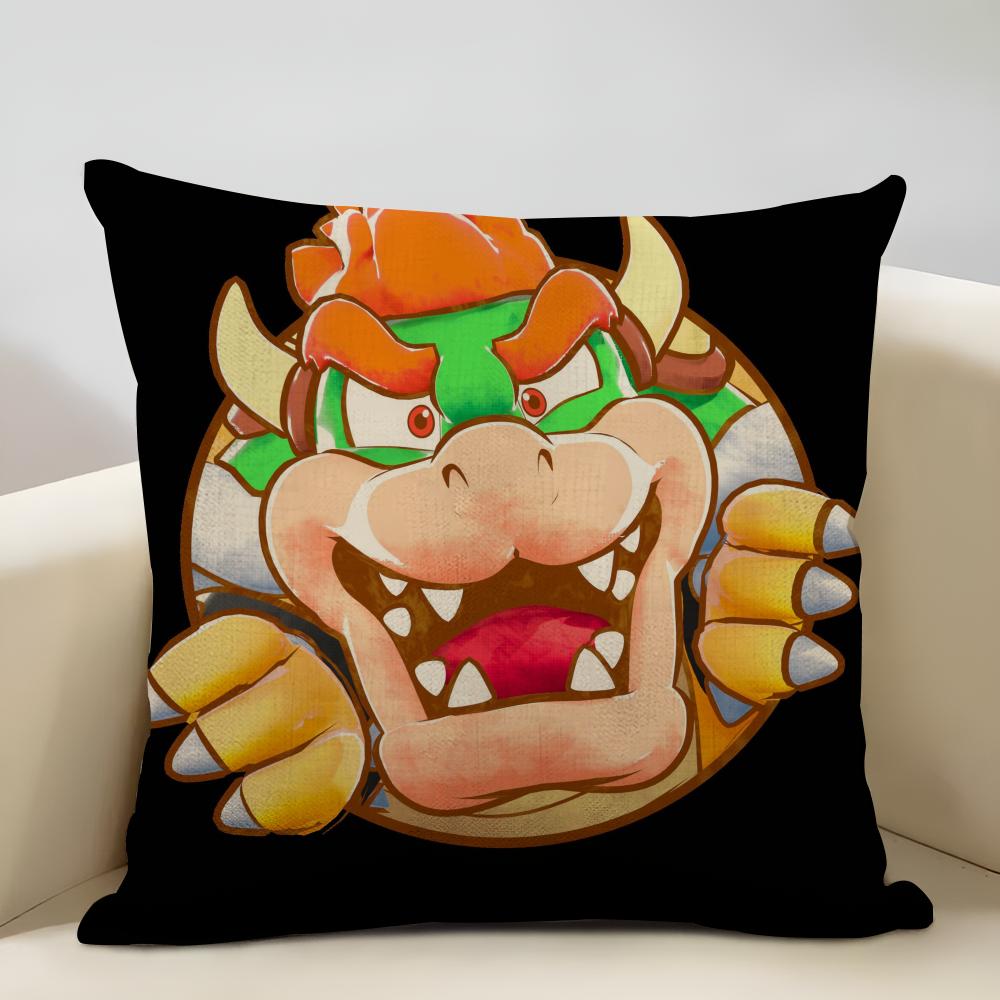 Mario Series Characters Cushion Household Decoration Linen Sofa Cushion Cover: Skin-Friendly & Breathable with Invisible Zipper