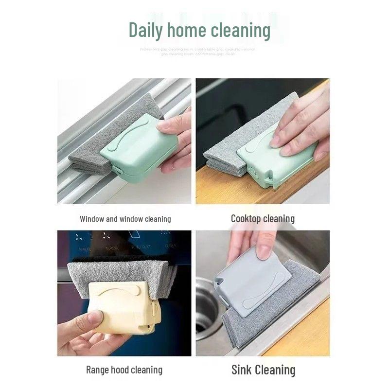 Window and Door Groove Cleaning Brush with Sponge