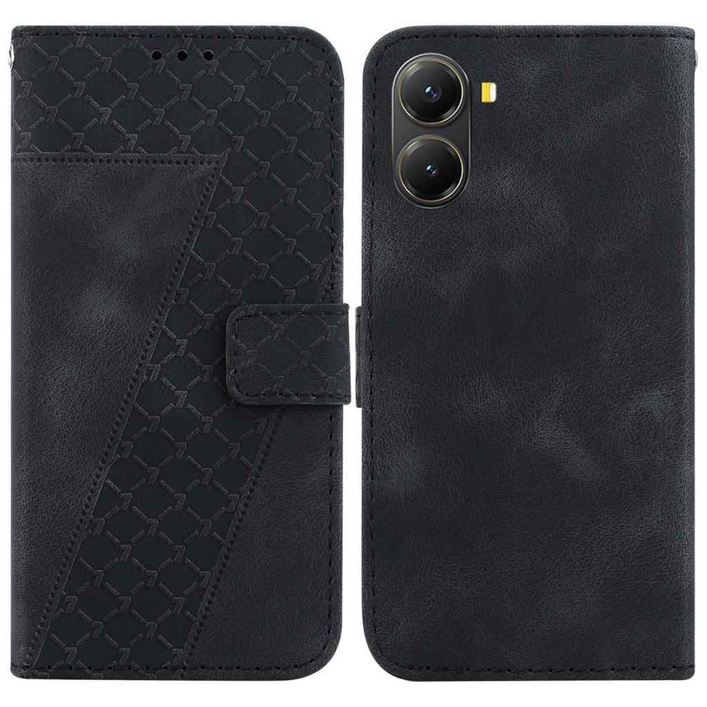 For Xiaomi Poco X7 Pro 5G/Redmi Turbo 4 5G Stand Case 7-Shaped Pattern Imprint Leather Phone Cover
