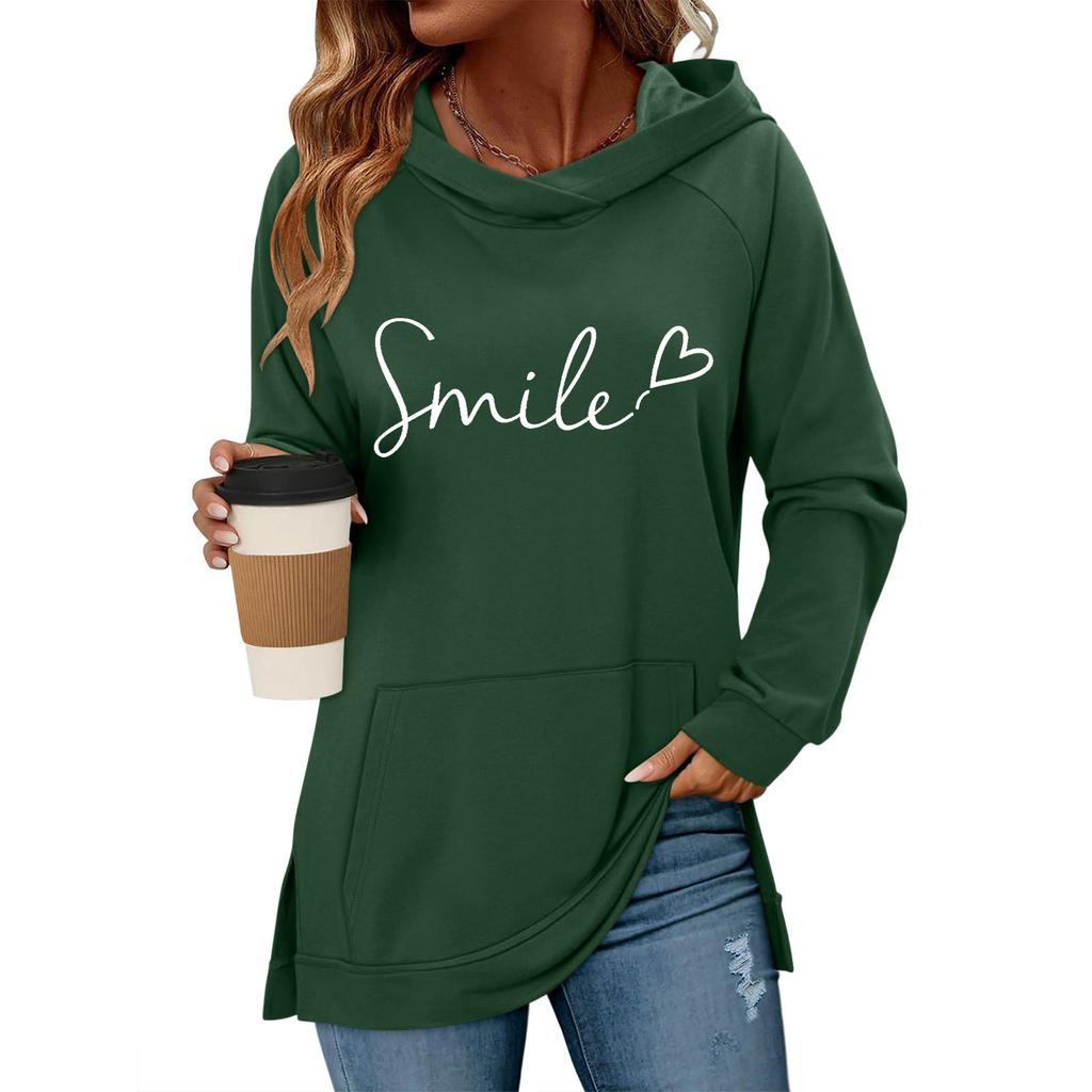 Women S Classic Valentine Letter Print Raglan Sleeve Pocket Hoodie Pullover