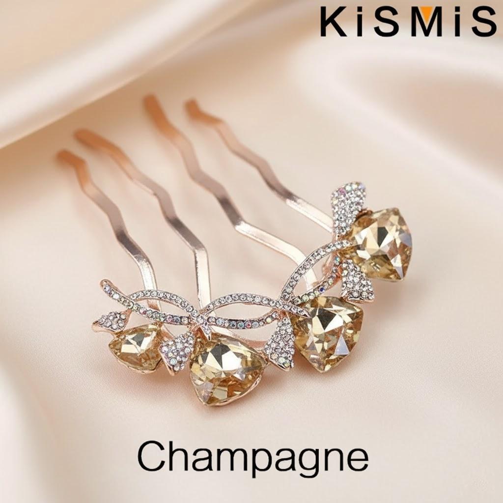 

Rhinestone Hair Comb Non-Slip Hairpin Clip Headdress Accessory for Women Girls Fashion Diamond Hair Device шампанського