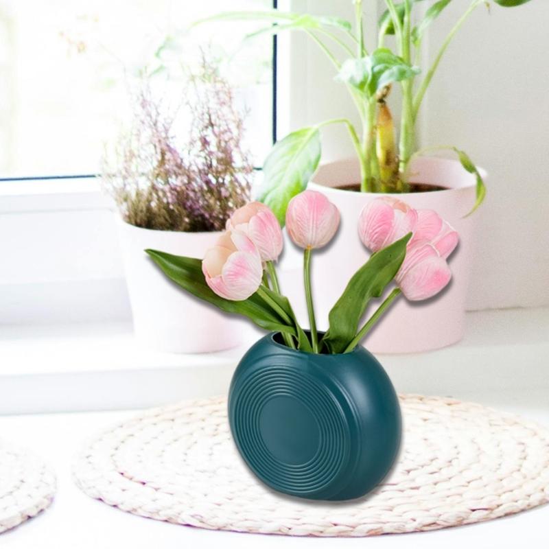Unbreakable Plastic Flower Vases With Ceramics Look Modern Design For Small Bouquets Indoor Table Centerpieces Decors
