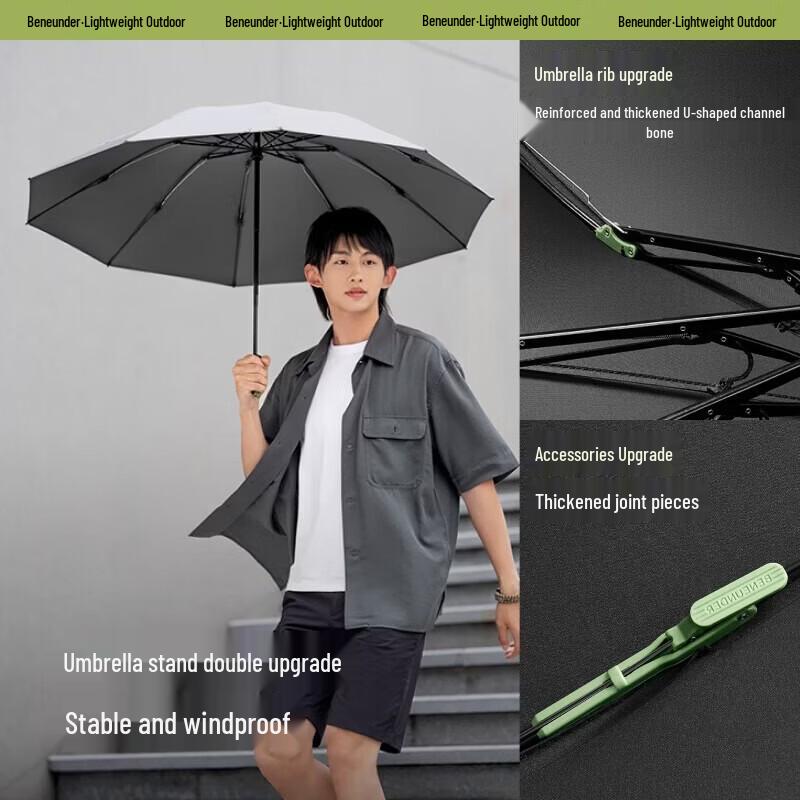 Beneunder UV Protection 3-Fold Sun & Rain Umbrella