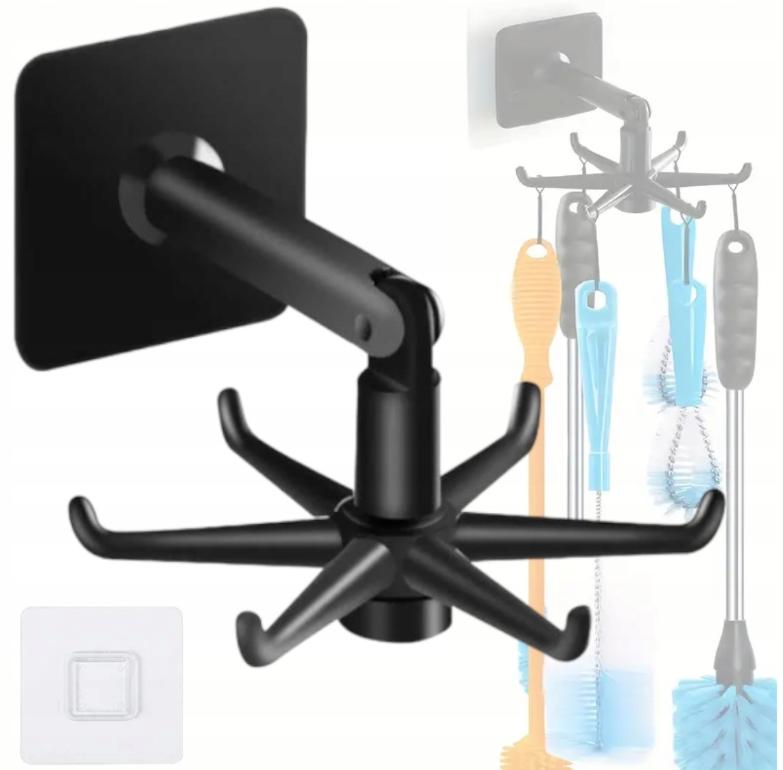 Self-adhesive Hanger With Hooks, 360° Swivel Hook, Kitchen Organizer