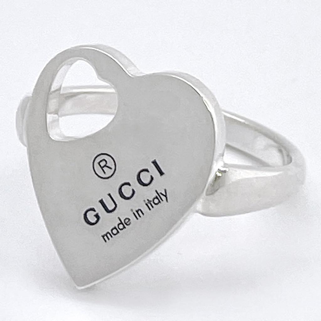 Gucci Trademark Heart Japanese Size Size 8 Ring, Silver, 7, 796357, J8400, 8106, [Used]
