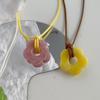 Dopamine Acrylic Flower Pendant Necklace Hollowed-Out Flower Choker Beautiful Neck Jewelry for Casual or Formal Event
