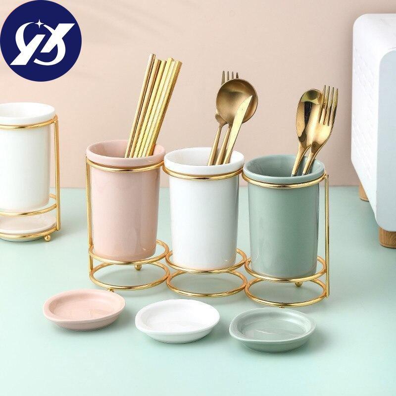 Ceramic Chopsticks Holder Restaurant Draining Rack Kitchen Spoon Fork Shelf Home Tableware Storage Box