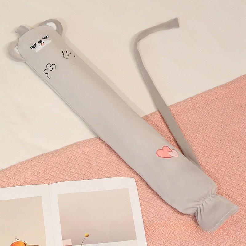 Cartoon Cat Shape Long Hot Water Bag With Soft Short Plush For Warmth And Gift Giving