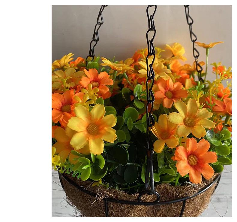 Frühlingsblumen-Hängekorb mit Schleife - Kranz Heimdekoration